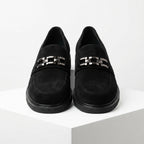 Mocasini damă negri din PIELE INTOARSSA naturală COD 149