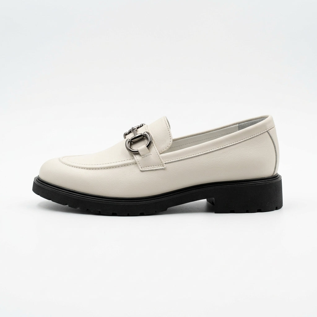 Mocasini damă BEJ DESCHIS  ACCESORIU 130 din piele naturală BOX . COD 149