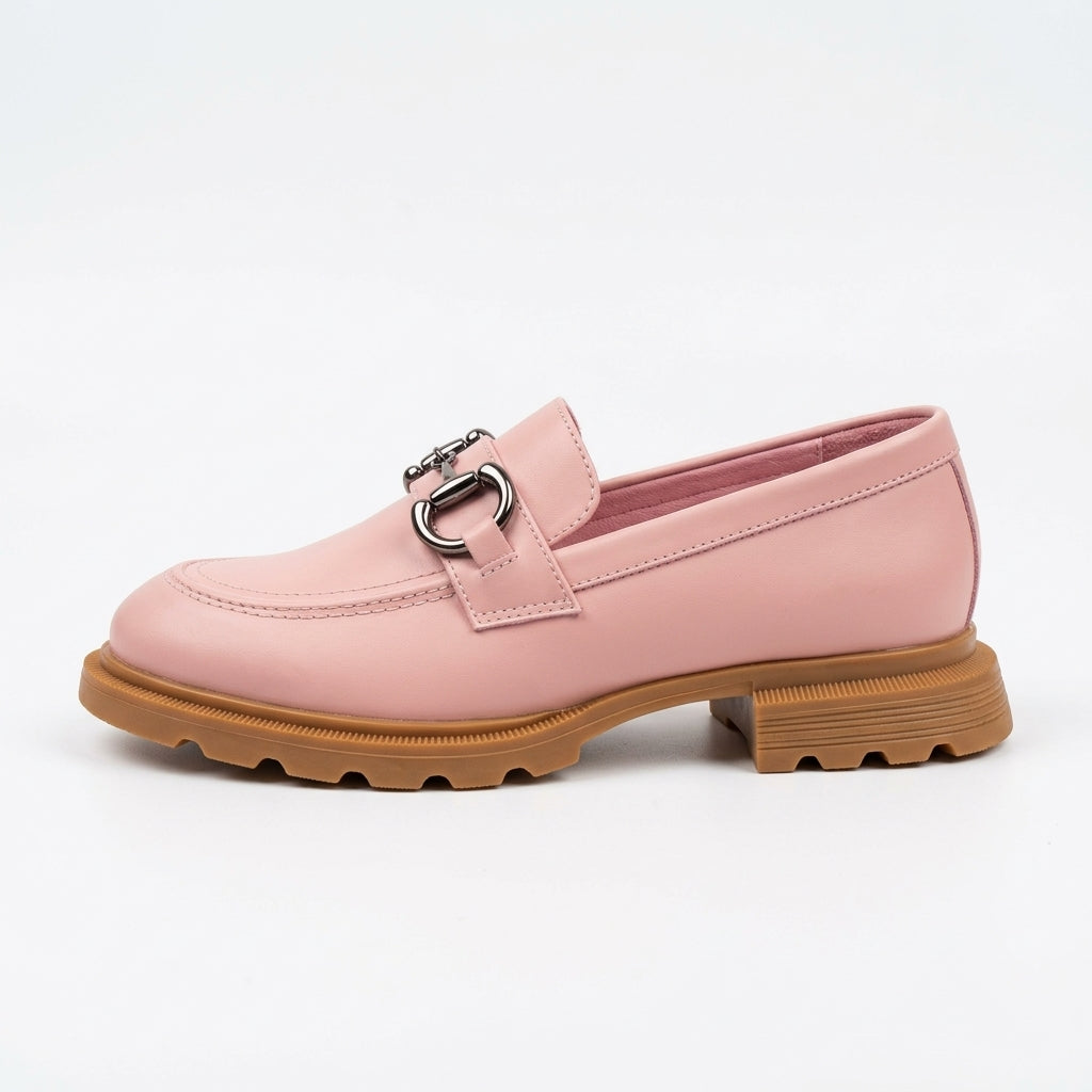Mocasini damă din piele naturală BOX culoare ROZ PUDRA . TM. COD 130