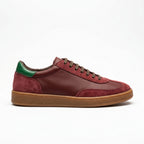 Pantofi COD 128. casual din piele naturala culoare VISINIU cu verde