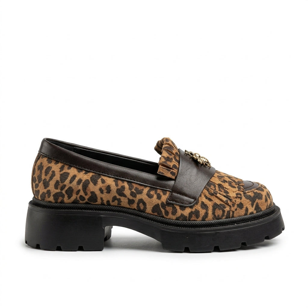 Mocasini damă din piele naturală ANIMAL PRINT, COD 131 .  talpa neagra