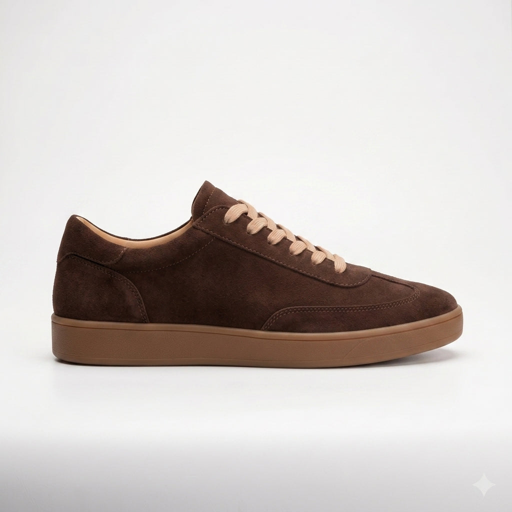 Pantofi casual din piele naturala INTOARSA, culoare CIOCOLATA, cod 128