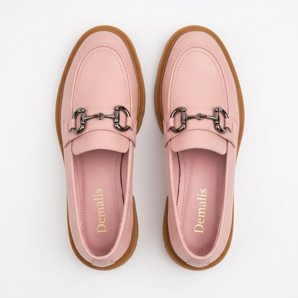 Mocasini damă din piele naturală BOX culoare ROZ PUDRA . TM. COD 130