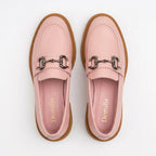 Mocasini damă din piele naturală BOX culoare ROZ PUDRA . TM. COD 130
