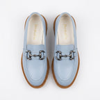 Mocasini damă din piele BOX naturală culoare ALBASTRU.   COD 130