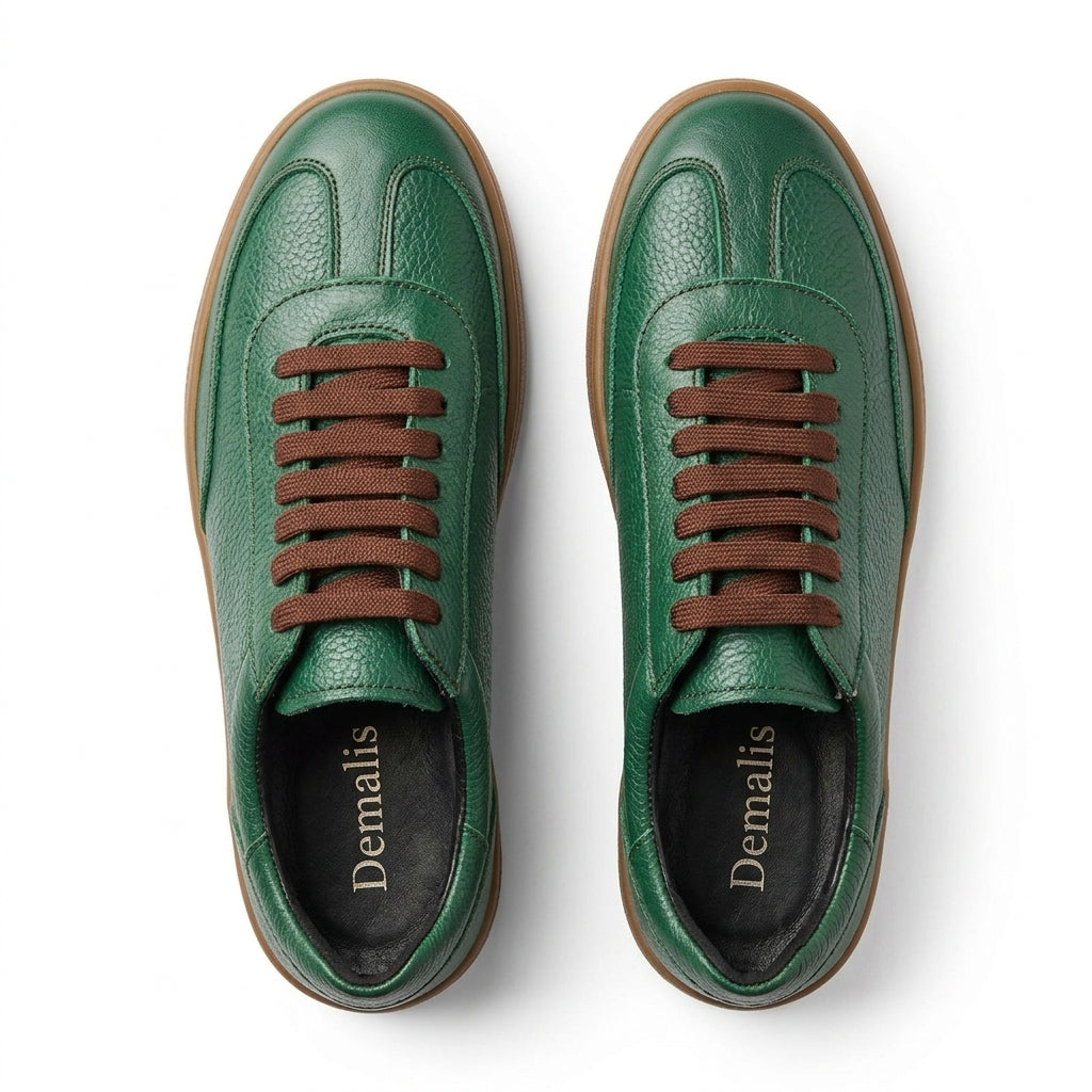 Pantofi COD 128. casual din piele naturala culoare VERDE FOREST