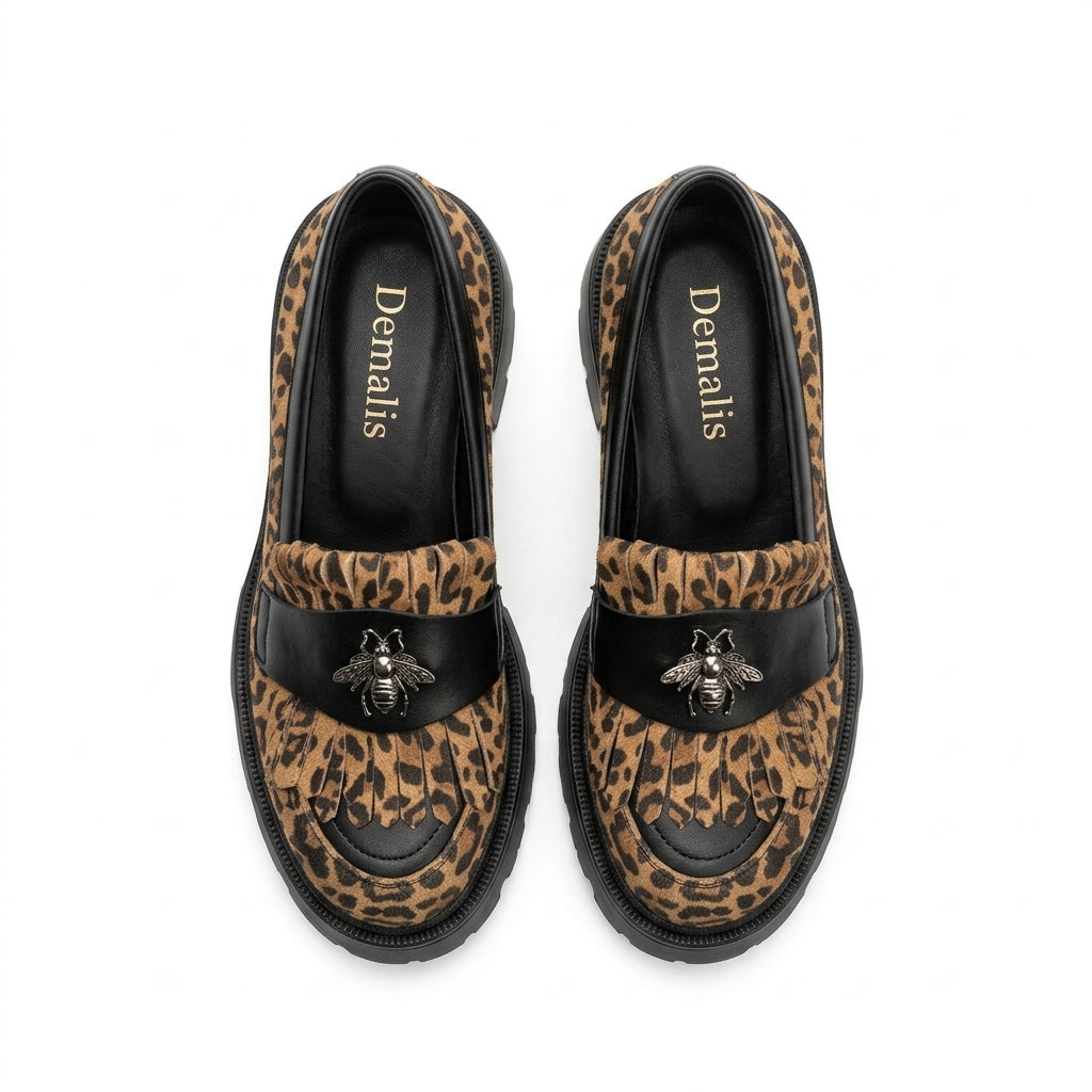 Mocasini damă din piele naturală ANIMAL PRINT, COD 131 .  talpa neagra