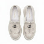 Mocasini damă culoare alb natur din piele naturală cod 131