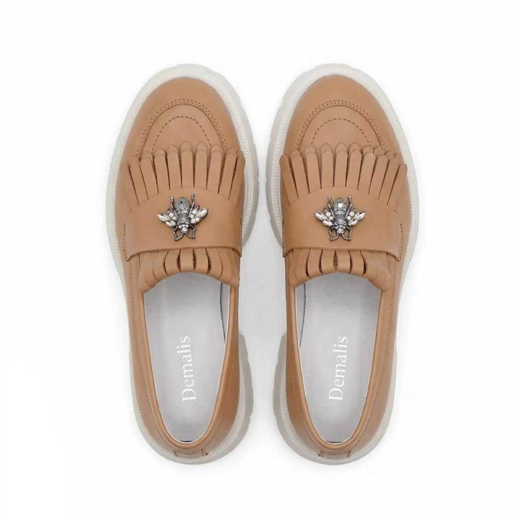 Mocasini damă MARO CAMEL din piele naturală COD 131.  TA