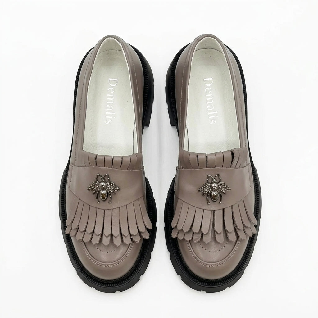 Mocasini damă CULOARE TAUPE din piele naturală COD 131 (T.N.)