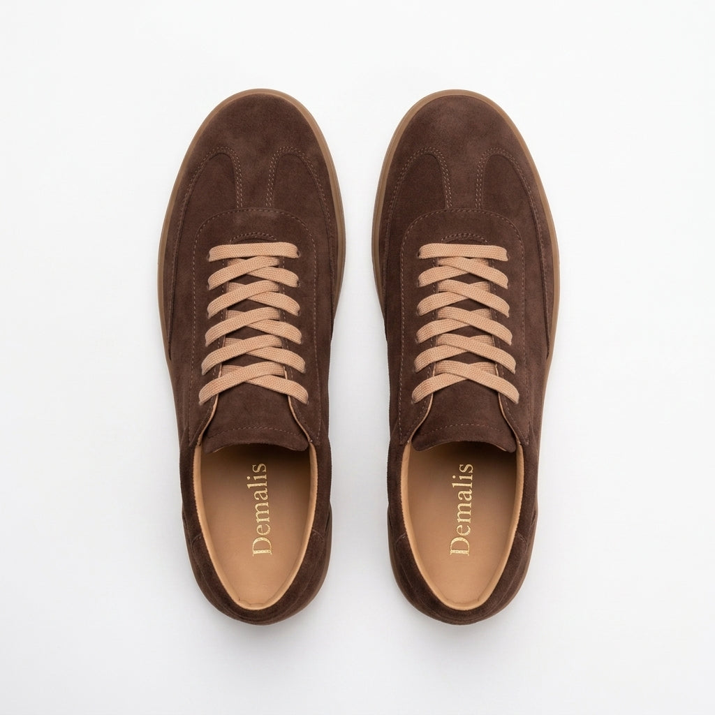 Pantofi casual din piele naturala INTOARSA, culoare CIOCOLATA, cod 128