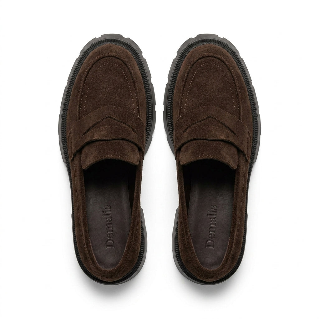 Mocasini damă culoare maro ciocolata din piele intoarsa naturală cod:129