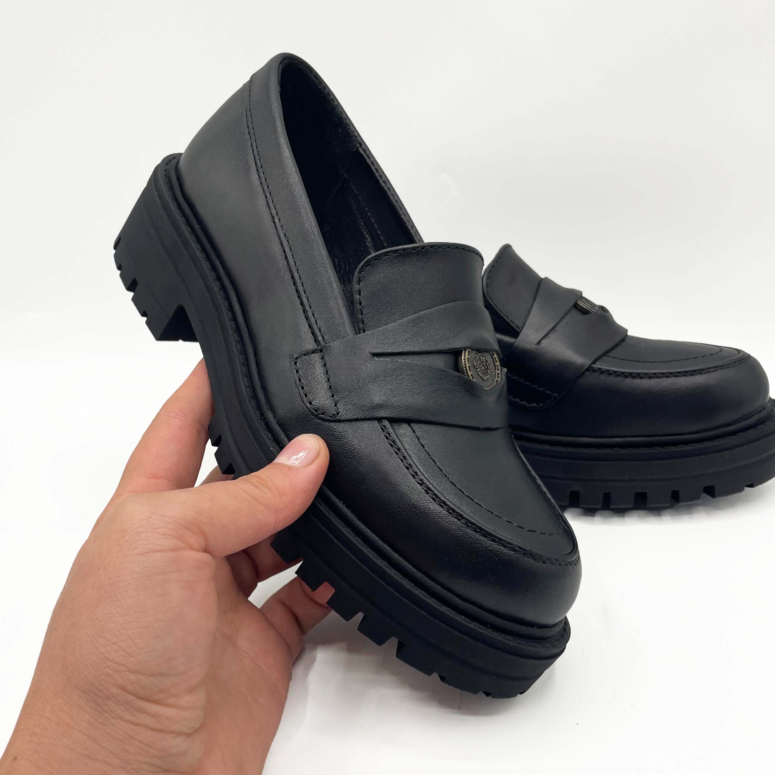 Mocasini damă culoare negru din piele naturală 129