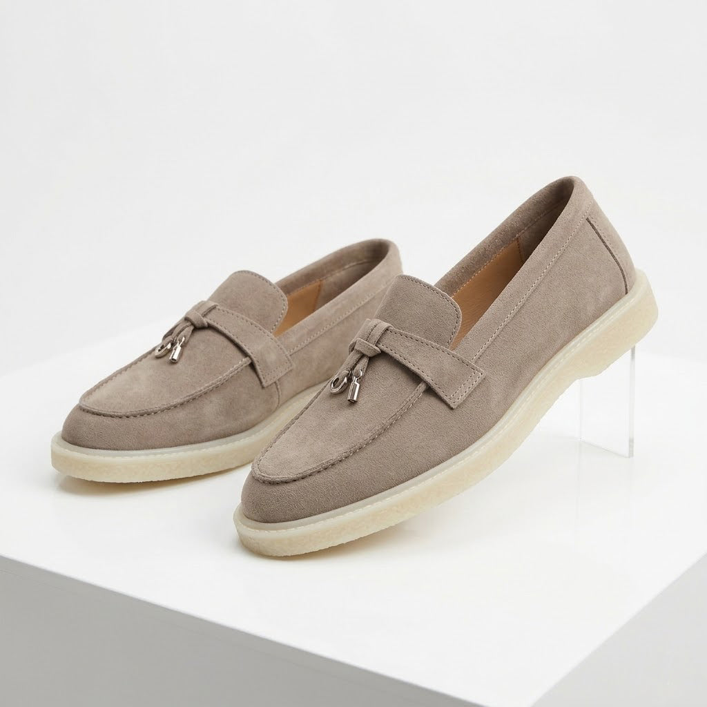 Pantofi 134 casual din piele naturala intoarsa culoare bej