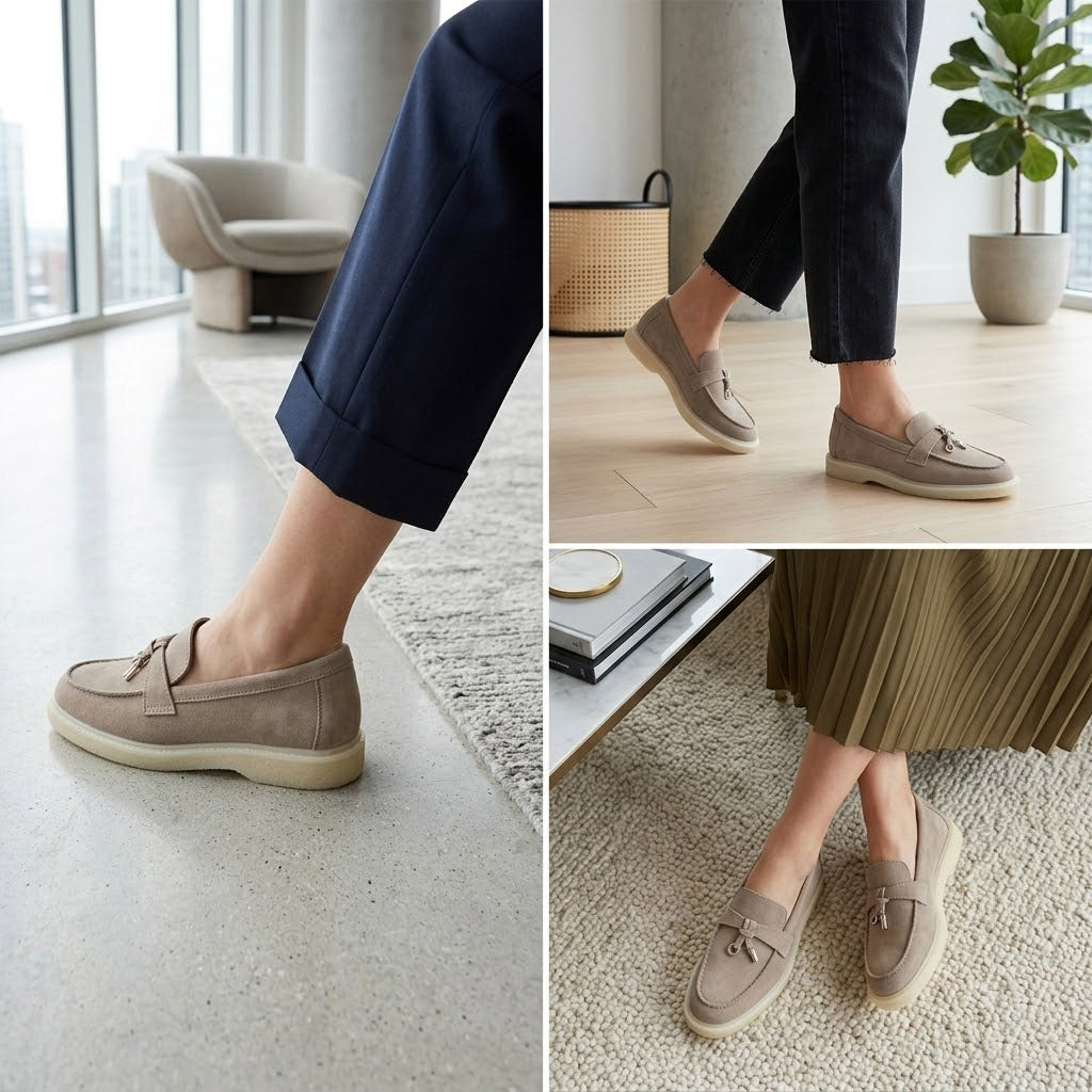 Pantofi 134 casual din piele naturala intoarsa culoare bej