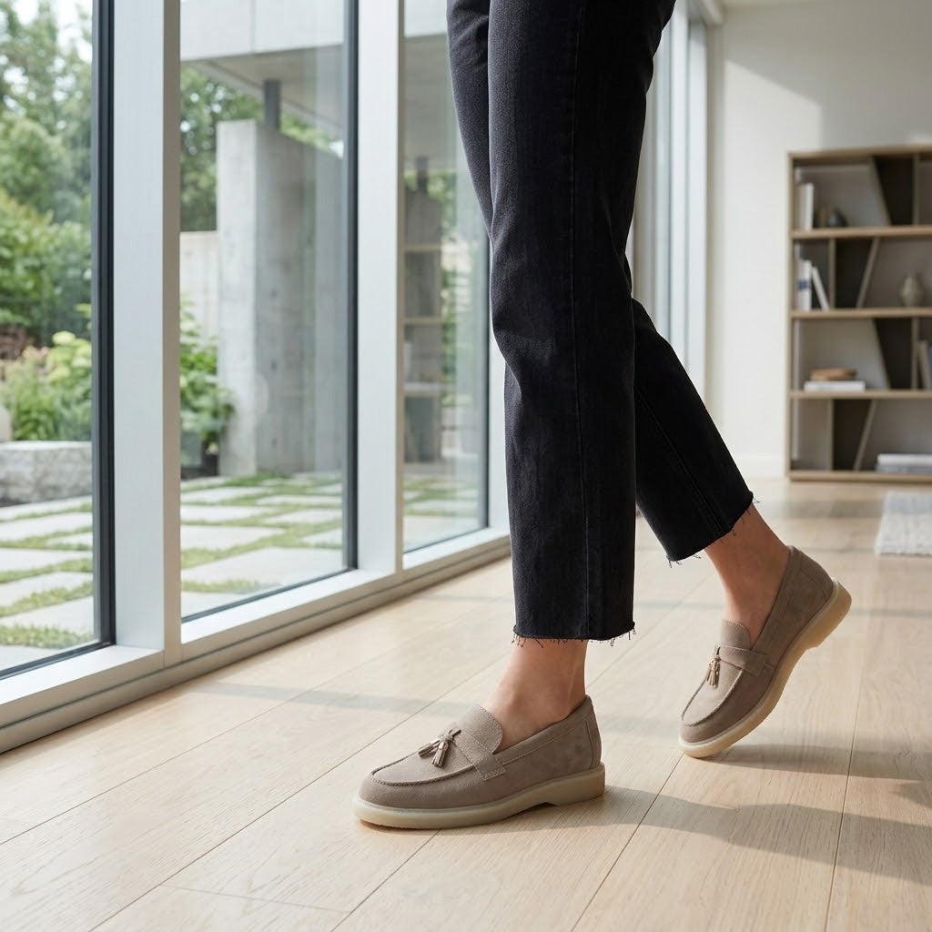 Pantofi 134 casual din piele naturala intoarsa culoare bej