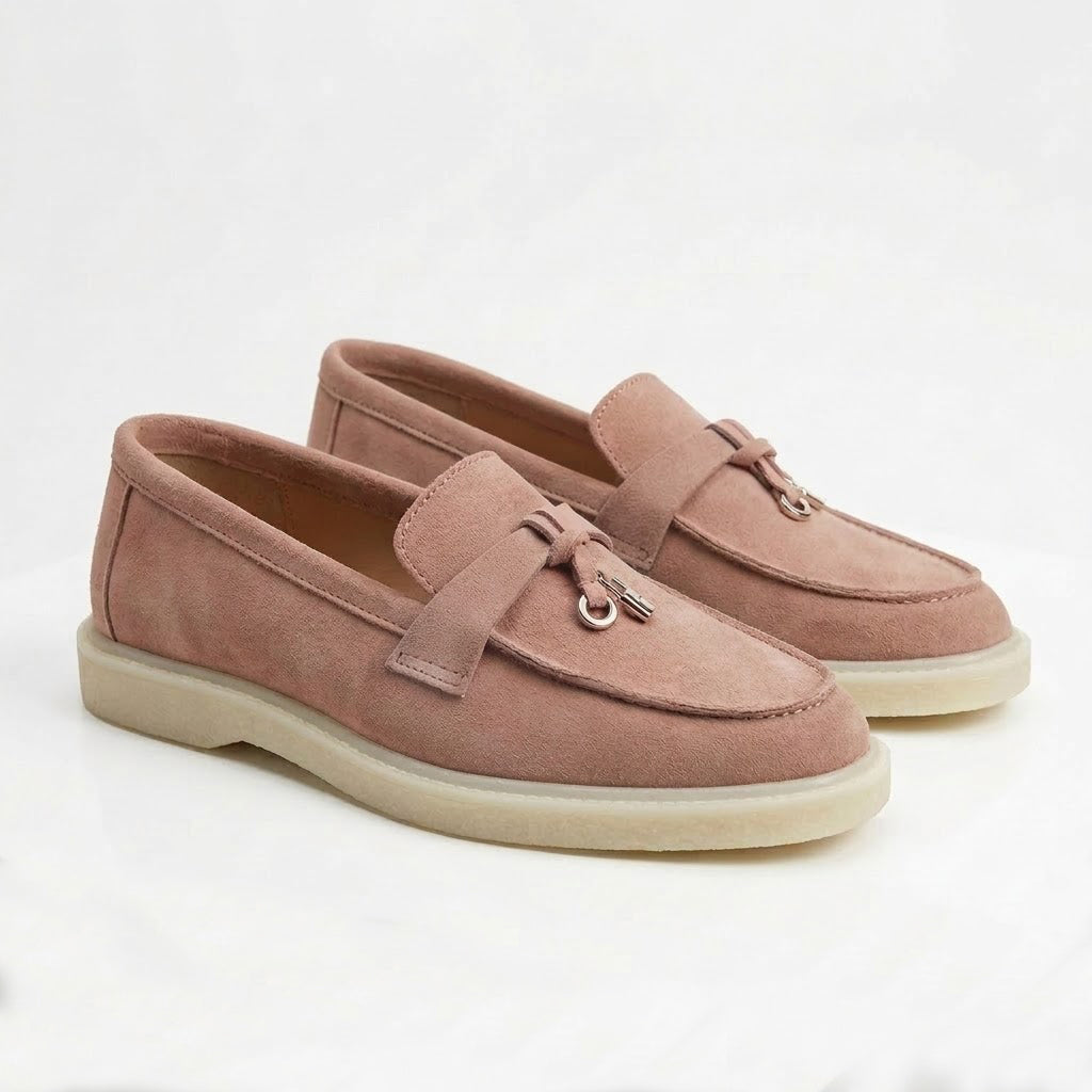 Pantofi 134 casual din piele naturala intoarsa culoare roz pudra