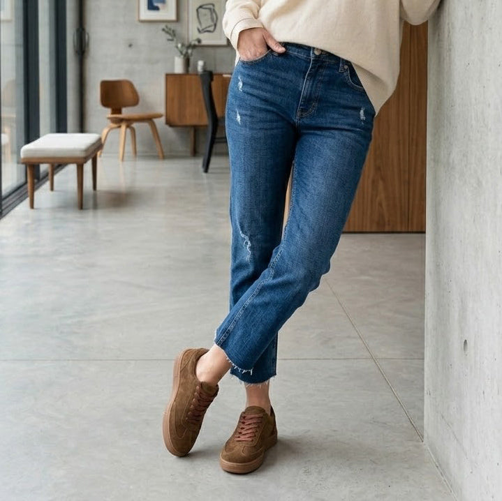 Pantofi 128 casual din piele naturala culoare maro