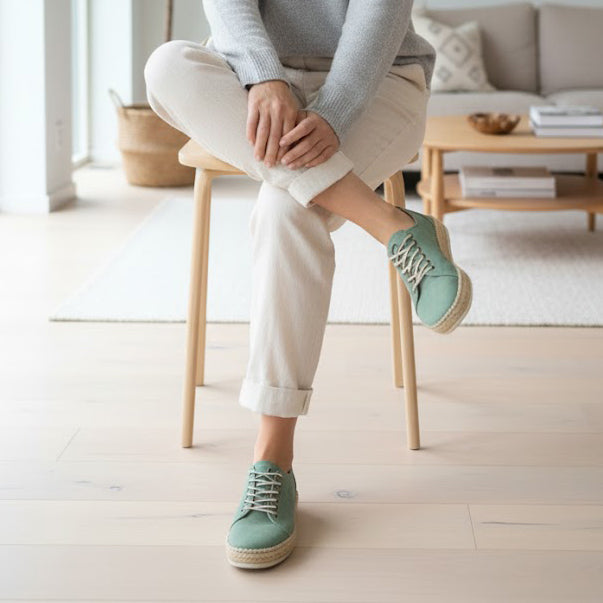 Pantofi casual din piele naturala intoarsa culoare verde 23067