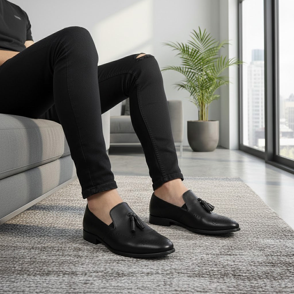 Pantofi eleganți bărbați din piele naturală 322 Negru