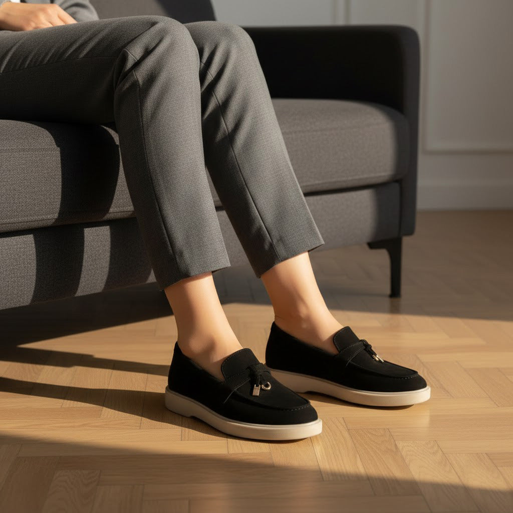 Pantofi 134 casual din piele naturala intoarsa culoare NEGRU