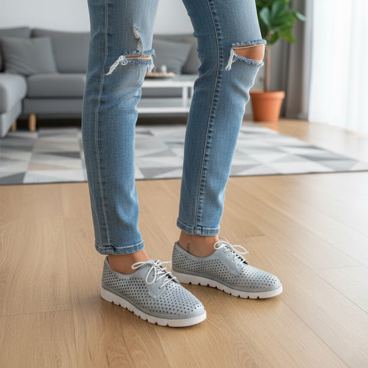 Pantofi damă casual din piele naturală cu siret elastic cod 503