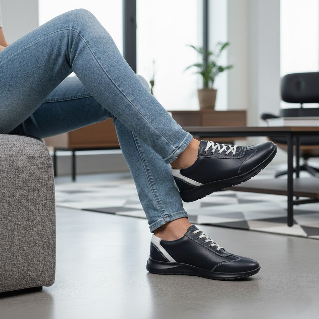 Pantofi sport bărbați piele naturală 430 bleumarin