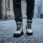 Bocanci, Ghete bărbați piele naturală | 881 alb gheata