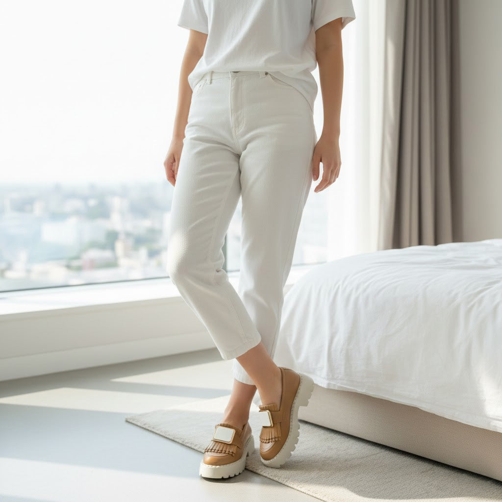 Mocasini damă culoare maro din piele naturală cod 139