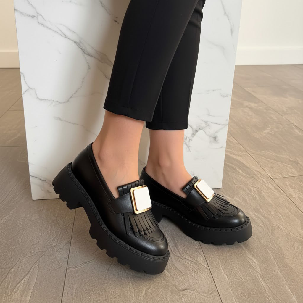 Mocasini damă culoare neagra din piele naturală cod 139 negru