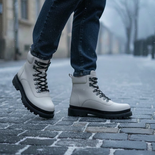 Bocanci, Ghete bărbați piele naturală | 881 alb gheata