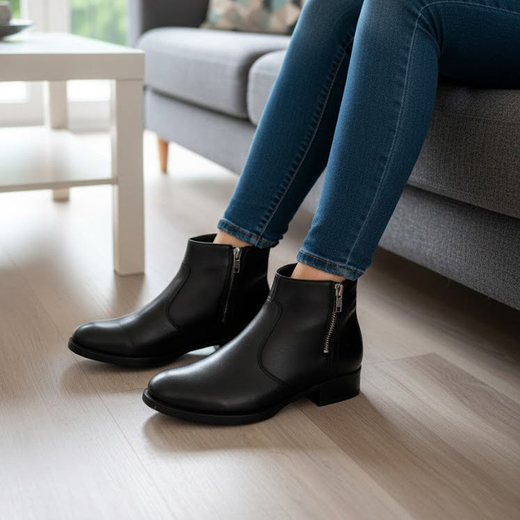 Ghete damă din piele naturală | Culoare neagra