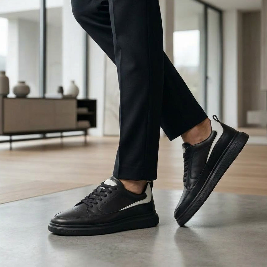 Pantofi sport de bărbați din piele naturală 463 negru