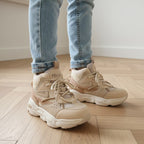 Pantofi copii piele naturală si textil . culoare bej cod 23K673