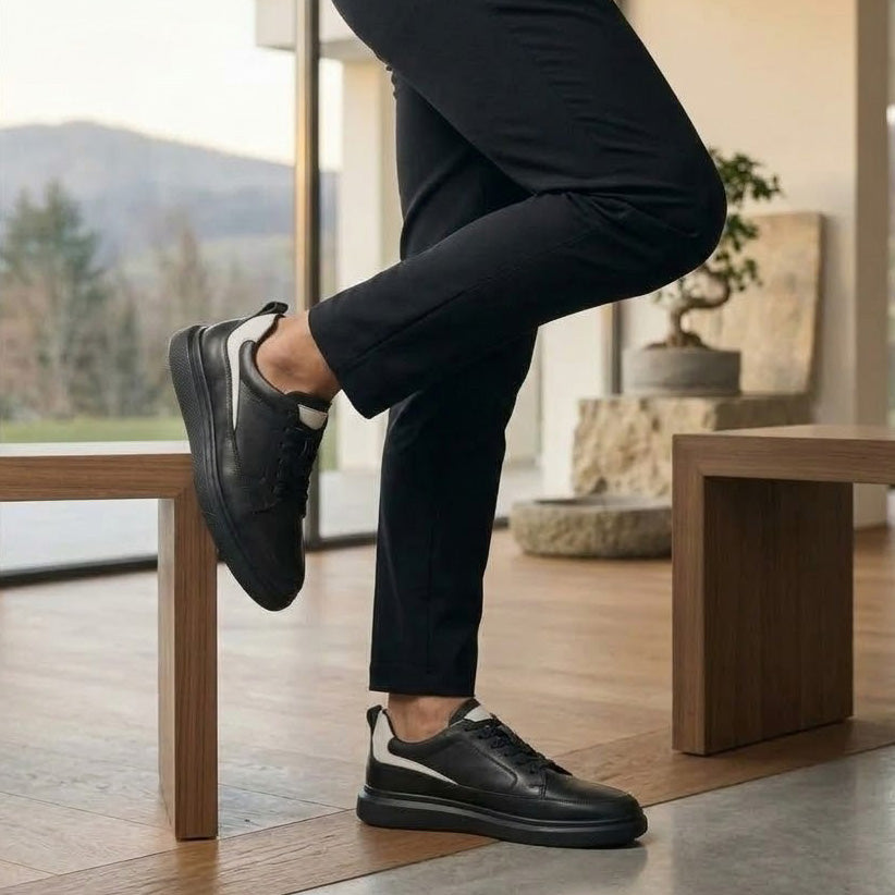 Pantofi sport de bărbați din piele naturală 463 negru