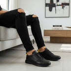 Pantofi sport bărbați piele naturală 467 negru - galben