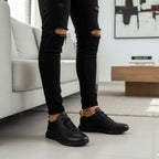 Pantofi sport bărbați piele naturală 467 negru - galben