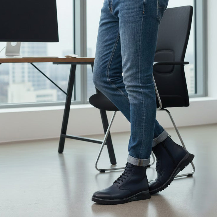 Ghete bărbați piele naturală 840 Blue