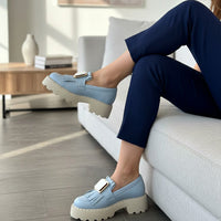 Mocasini damă din piele naturală cod 139 culoare albastru