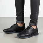 Pantofi sport bărbați piele naturală l negru l cod 920