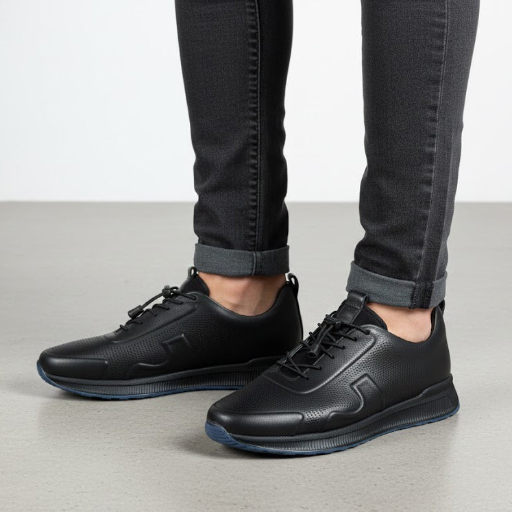 Pantofi sport bărbați piele naturală l negru l cod 920