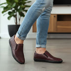 Mocasini bărbați piele naturală 600 Vișiniu