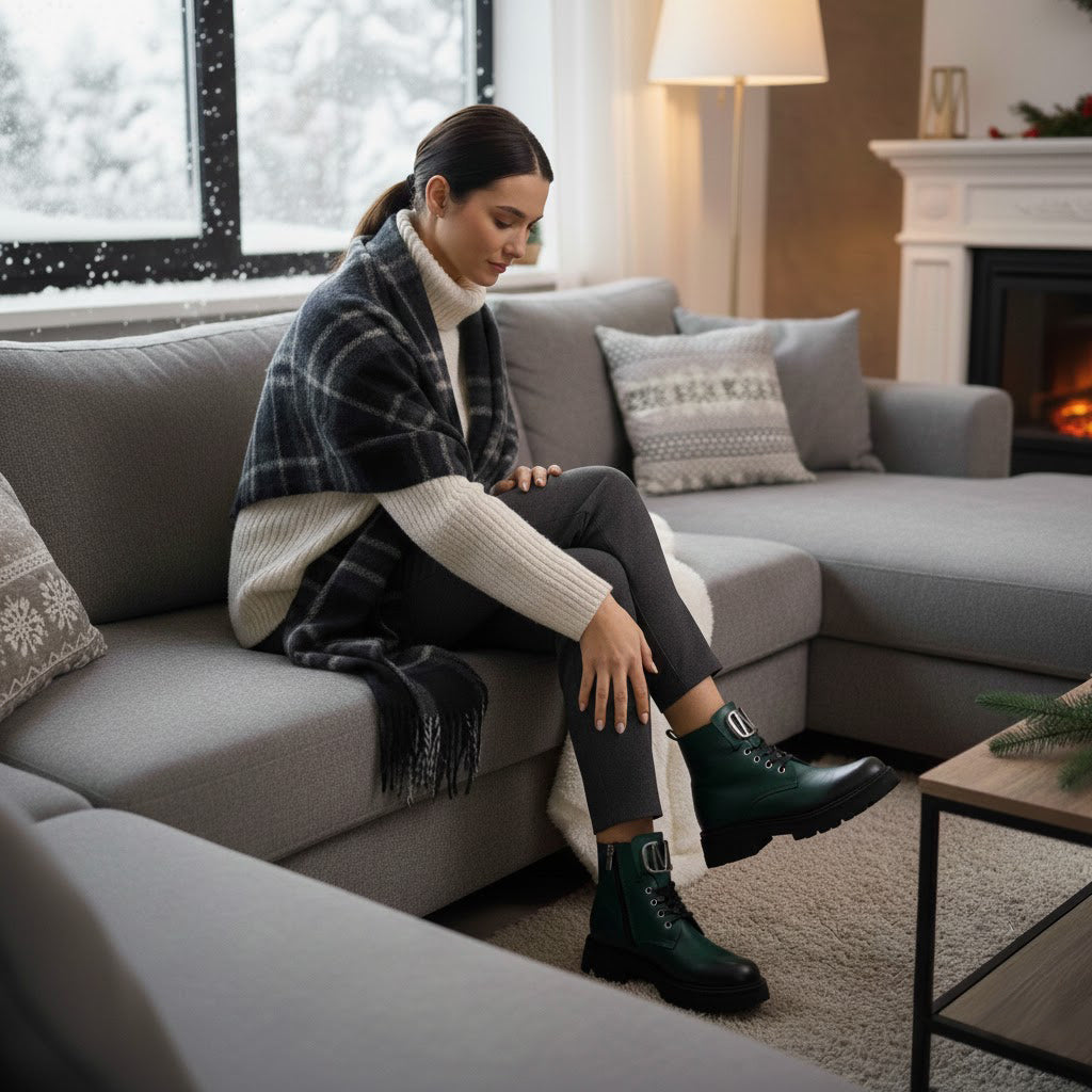 Ghete de damă din piele naturală | 730 Culoare Verde