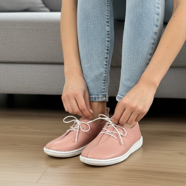 Pantofi damă piele naturală 2023 roz pudra