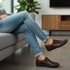 Mocasini bărbați piele naturală 600 Vișiniu