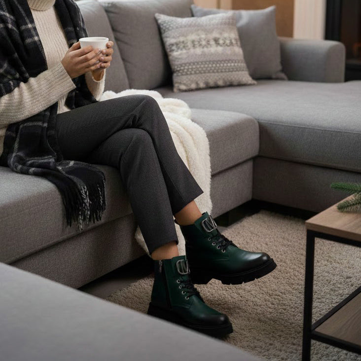 Ghete de damă din piele naturală | 730 Culoare Verde