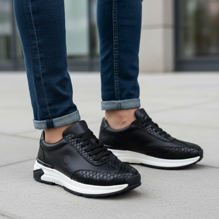 Pantofi sport bărbați piele naturală l negru l cod s8063-9