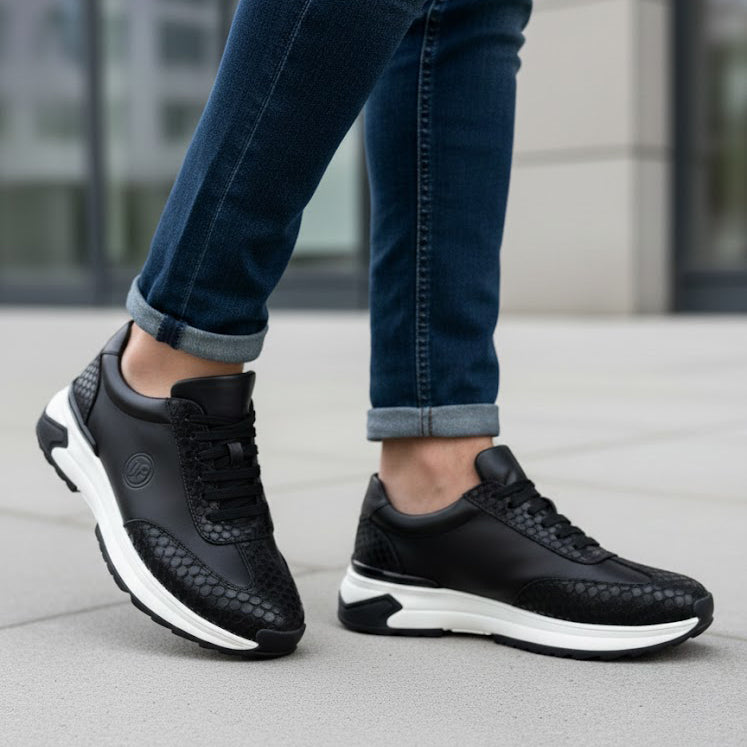 Pantofi sport bărbați piele naturală l negru l cod s8063-9