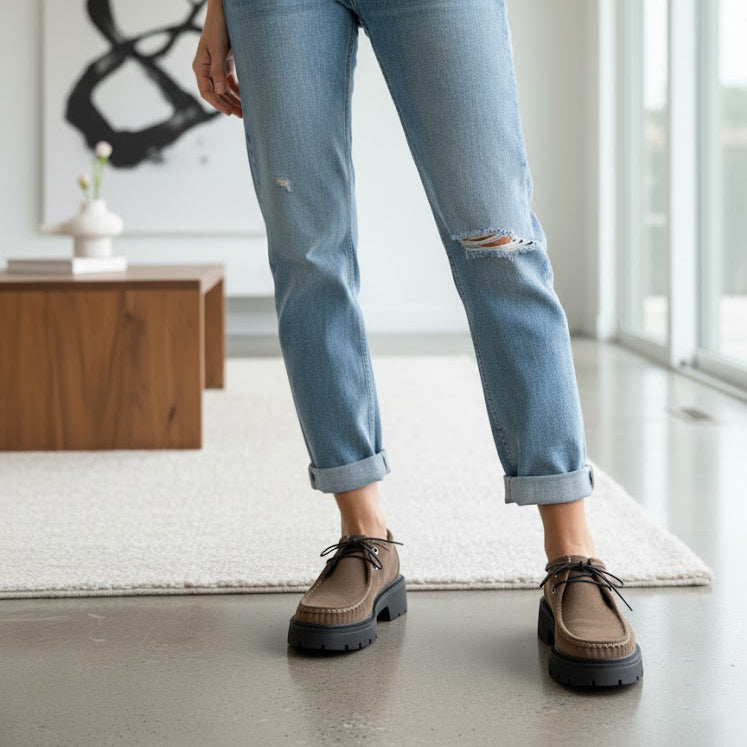 Pantofi damă piele intoarsa naturală 1421 culoare maro