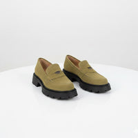 Mocasini damă culoare verde menta din piele intoarsa naturală 129